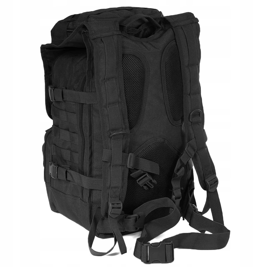 Turistinis kuprinė Traper 35L, Texar, dvi pagrindinės dalys, molle sistema ir suspaudimo diržai, juoda