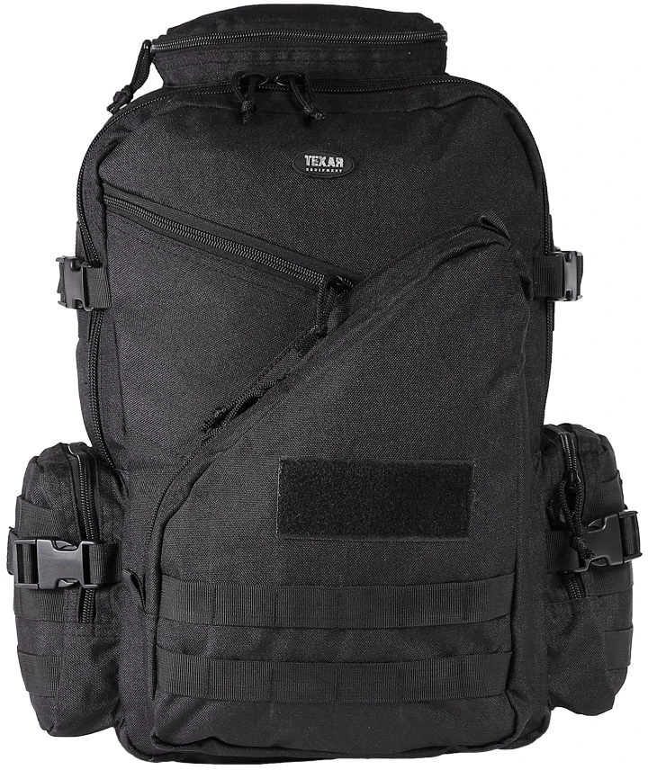 Turistinis kuprinė URBAN 33L, Texar, 7 kišenės, kvėpuojanti nugara ir petnešos, molle sistema ir suspaudimo diržai, velcro lipdukai, juoda