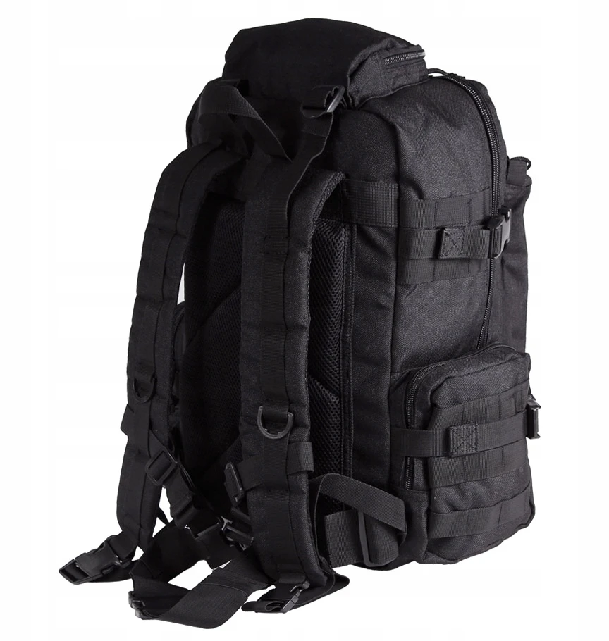 Turistinis kuprinė URBAN 33L, Texar, 7 kišenės, kvėpuojanti nugara ir petnešos, molle sistema ir suspaudimo diržai, velcro lipdukai, juoda