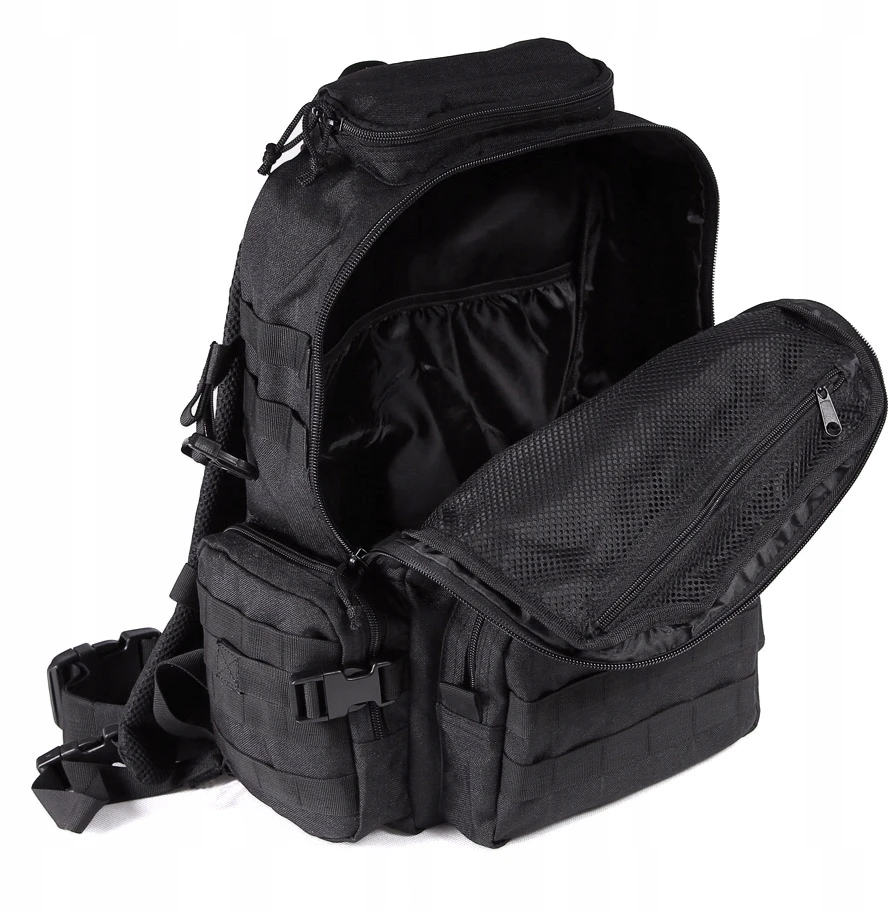 Turistinis kuprinė URBAN 33L, Texar, 7 kišenės, kvėpuojanti nugara ir petnešos, molle sistema ir suspaudimo diržai, velcro lipdukai, juoda