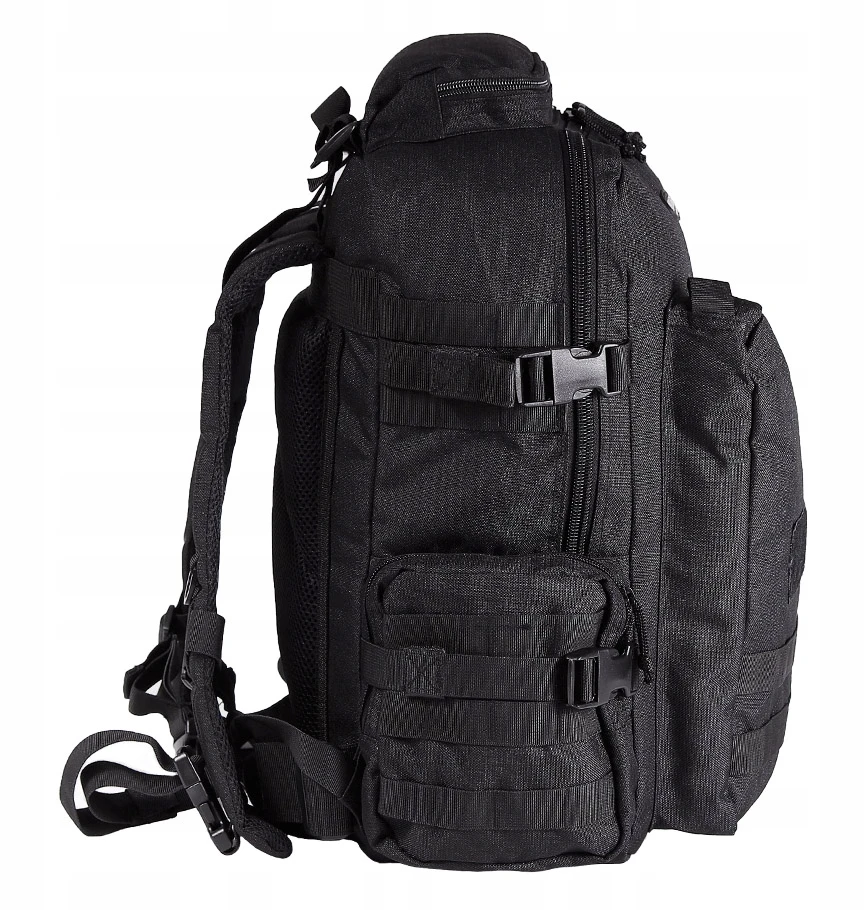Turistinis kuprinė URBAN 33L, Texar, 7 kišenės, kvėpuojanti nugara ir petnešos, molle sistema ir suspaudimo diržai, velcro lipdukai, juoda