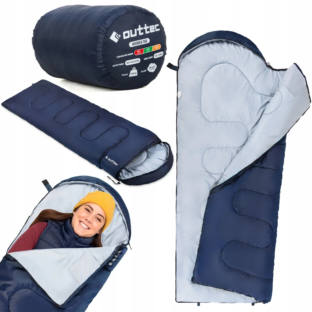 TURISTINIS MIEGmaišis SKILĖ SU gobtuvu THERMOLITE CAMPING 150 OUTTEC