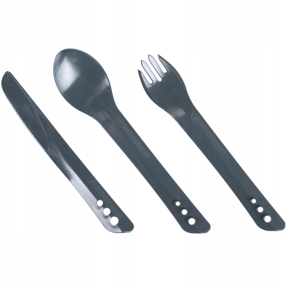 Kelioninių įrankių komplektas Lifeventure Ellipse Camping Cutlery - Pilka