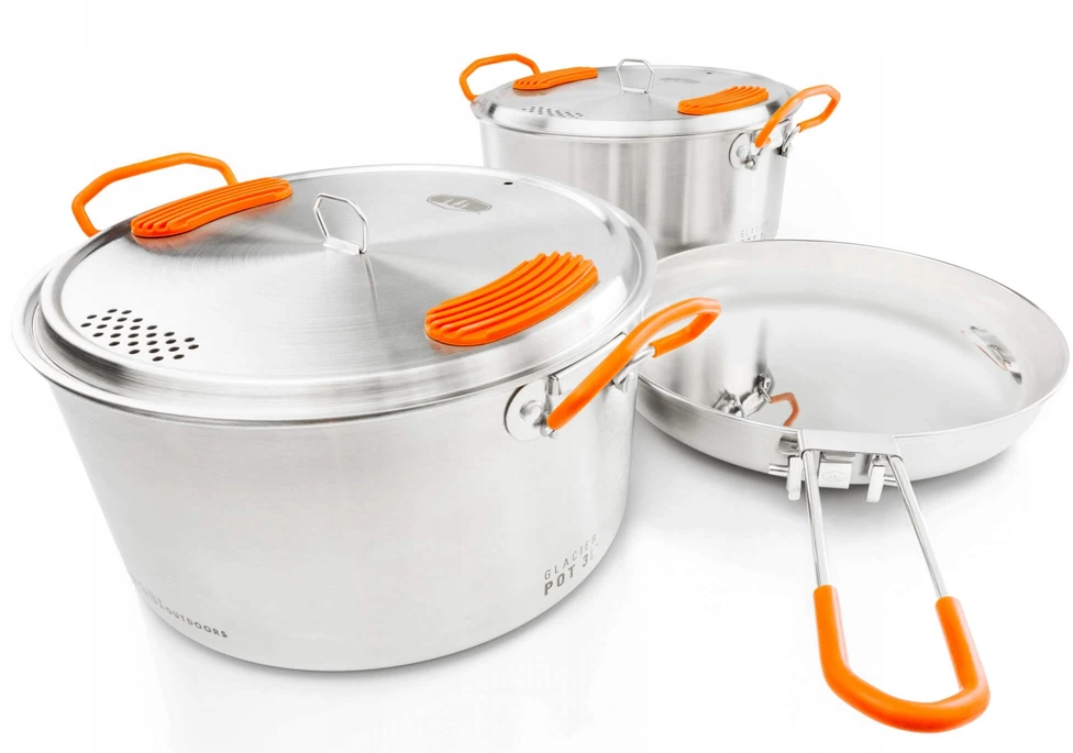 JAV GSI Glacier Stainless Base Camper Medium puodų rinkinys