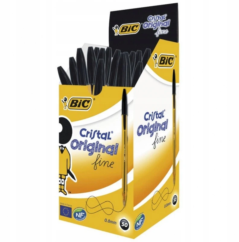 Bic Tušinukas Cristal Fine 0.3 mm, juodas, pakuotėje 50 vnt .134485