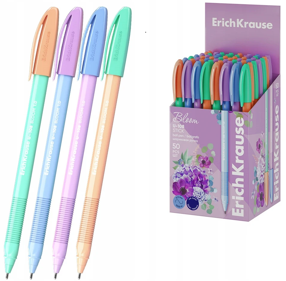 Tušinukas ErichKrause U-108 Stick Pastel Bloom 1.0, Ultra Glide Technology, mėlynas rašalas