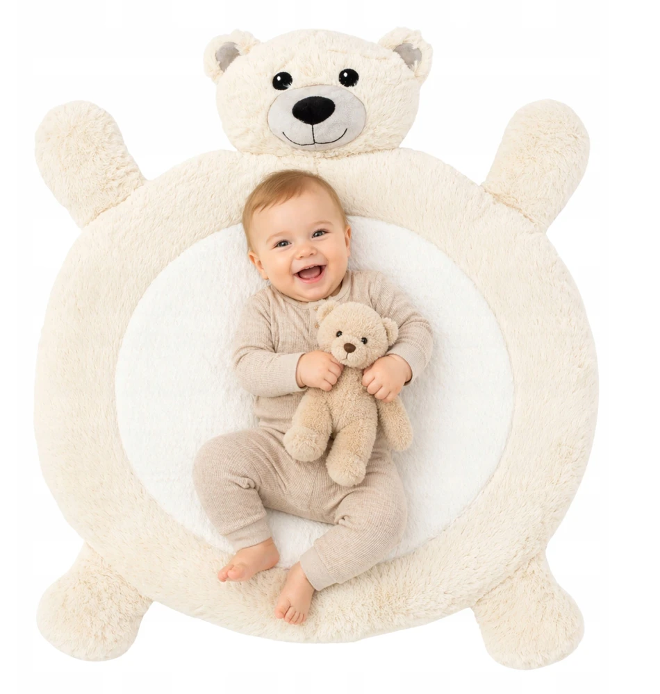 Tutumi PLUSZOWY DYWAN BABY MATA DLA DZIECKA DO ZABAWY MIŚ ECRU KREMOWY MIĘCIUTKI