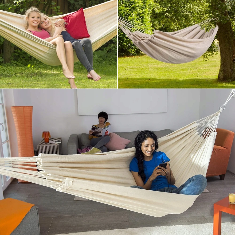 Tvarkingas dvivietis sodo hamakas 250x80cm su dėklu