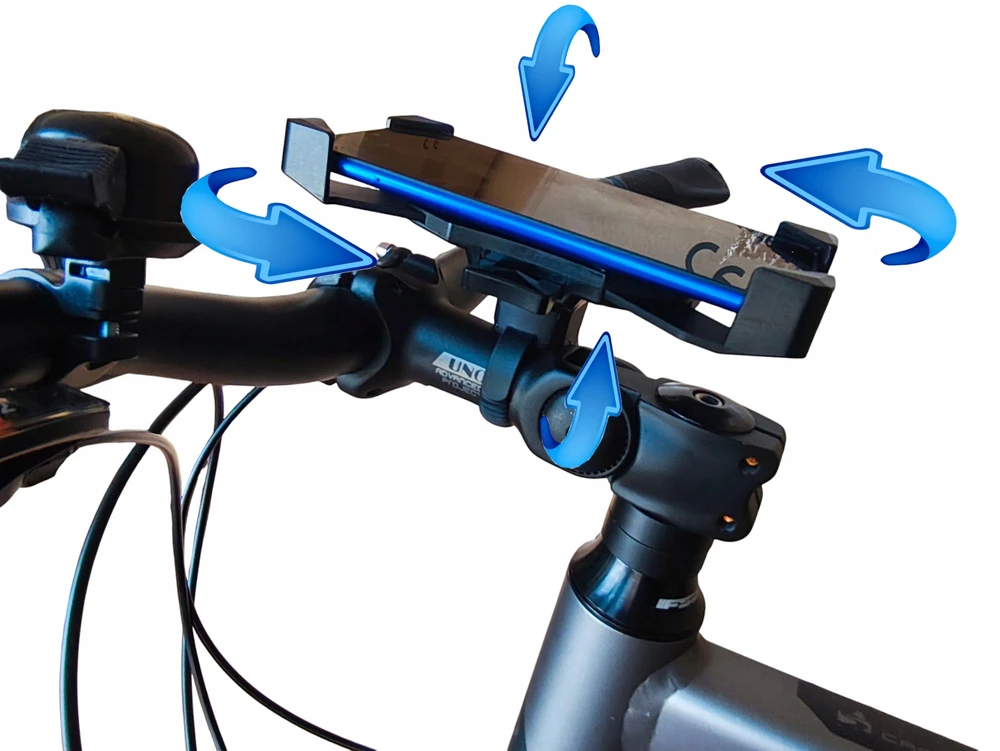 Tvirtas dviračio telefono laikiklis, skirtas motociklo dviračiui, reguliuojamas 360 colių