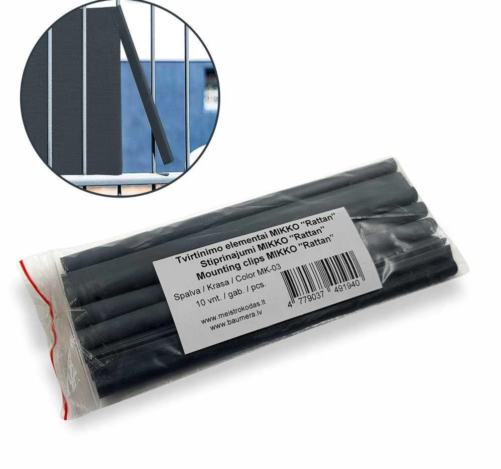 Klipsai tvoros juostai MIKKO Rattan 190 mm (10vnt) - Pilka