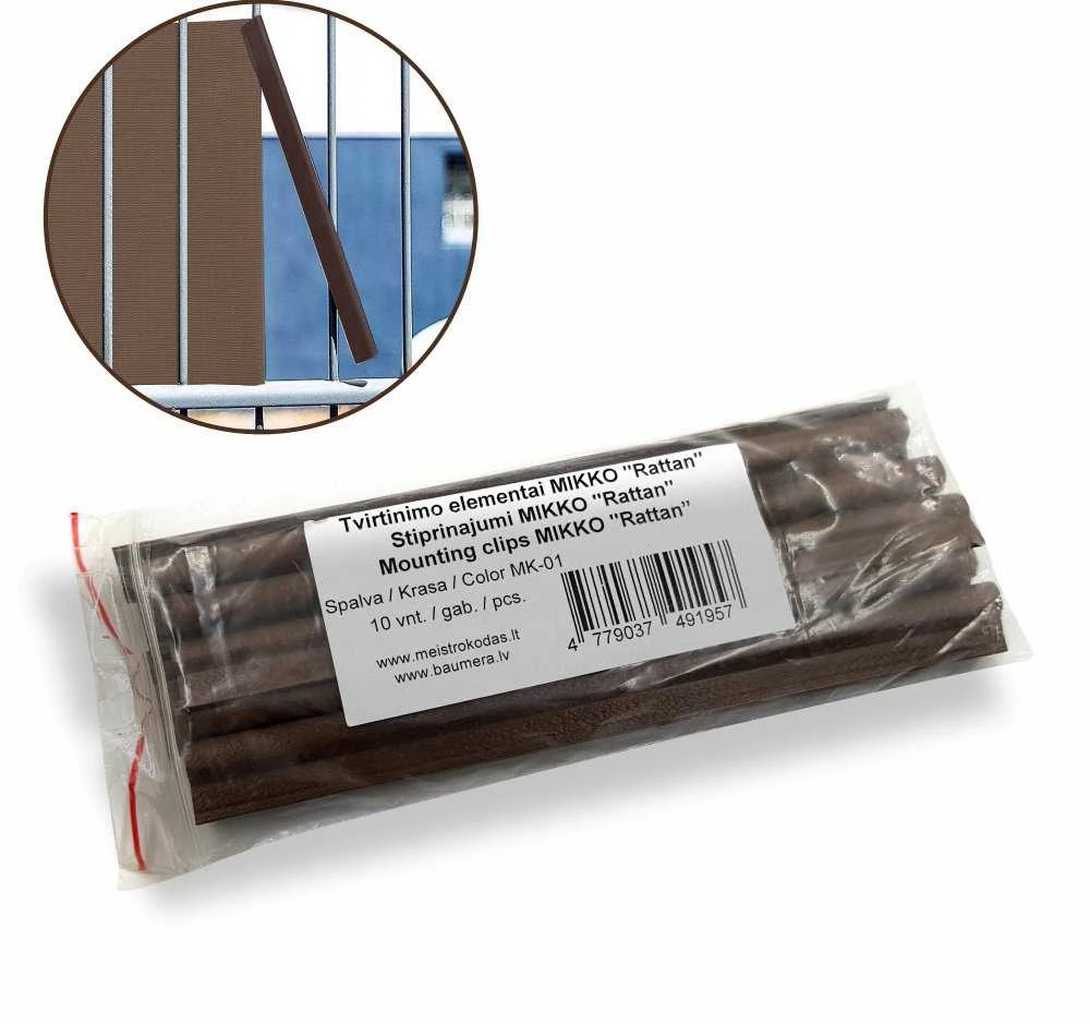 Klipsai tvoros juostai MIKKO Rattan 190 mm (10vnt) - Ruda