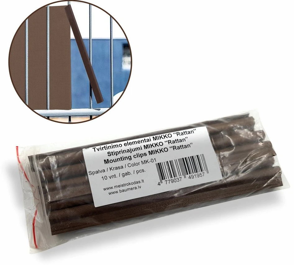 Klipsai tvoros juostai MIKKO Rattan 190 mm (10vnt) - Žalia