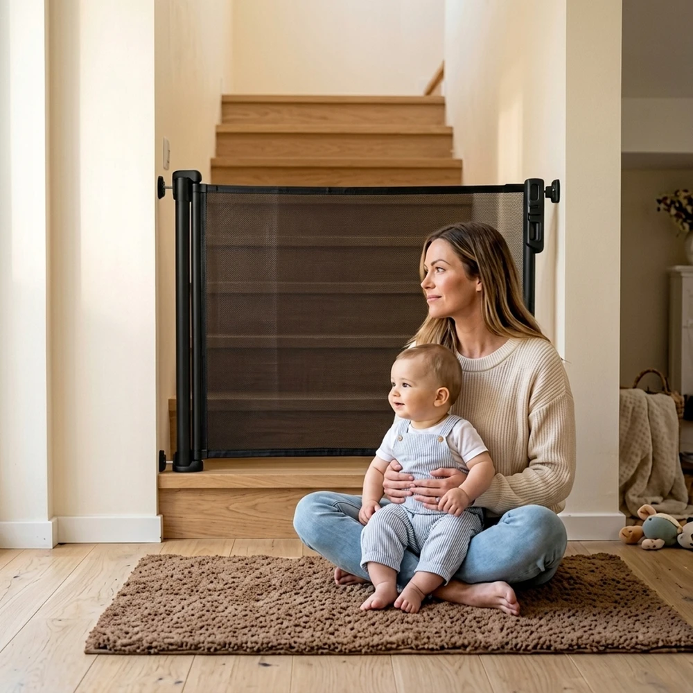 Twinky Stair Gate, Roll-up saugos vartai, 58 x 145 cm, juodi