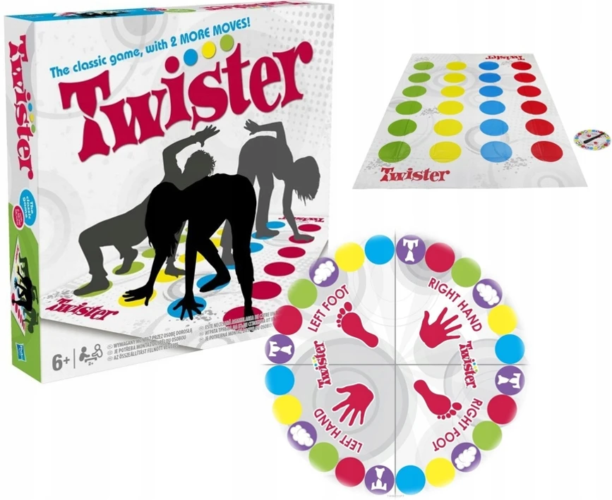 Twister žaidimo šeimos vakarėlių kilimėlis vaikams ir suaugusiems