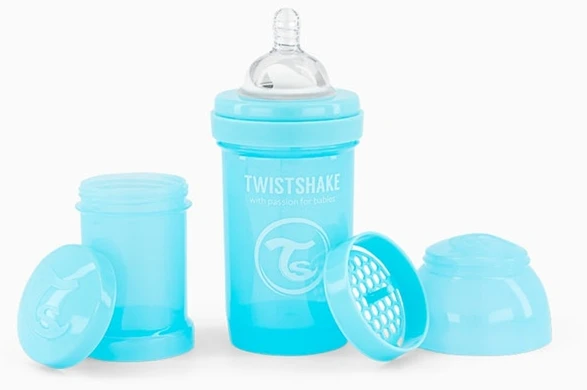 TwistShake ANTICOLIKAS ŠIRTINIMO BUTELIS 180 ml mėlynas 0m+