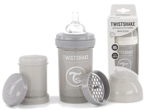 TwistShake ANTICOLIKAS ŠIRTINIMO BUTELIS 180 ml pilkas 0m