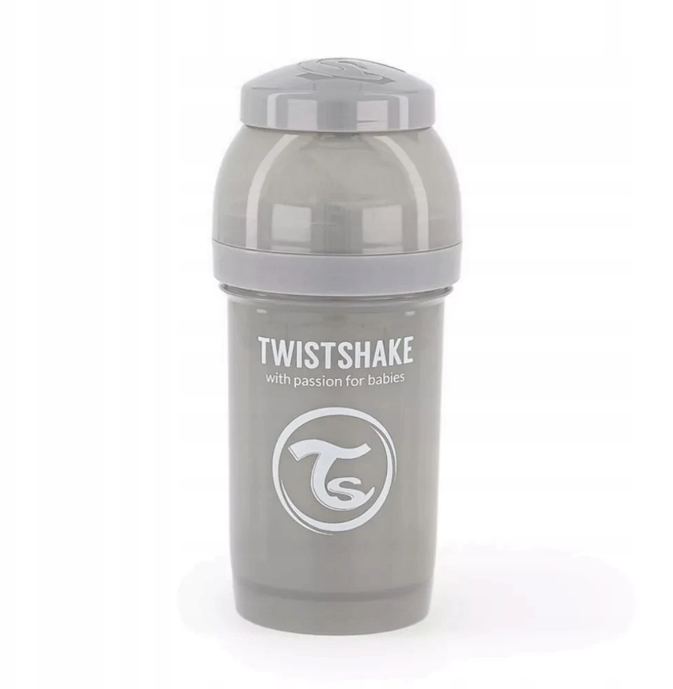 TwistShake ANTICOLIKAS ŠIRTINIMO BUTELIS 180 ml pilkas 0m