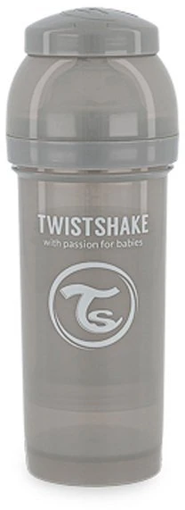 TwistShake buteliukas nuo pilvo dieglių 260ml, spenelis M 2m PASTEL Pilkas