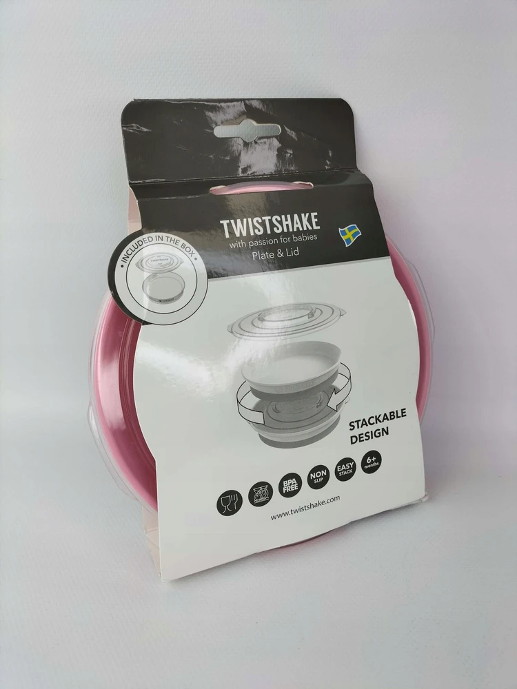 Twistshake lėkštutė su dangteliu rožinė 78159