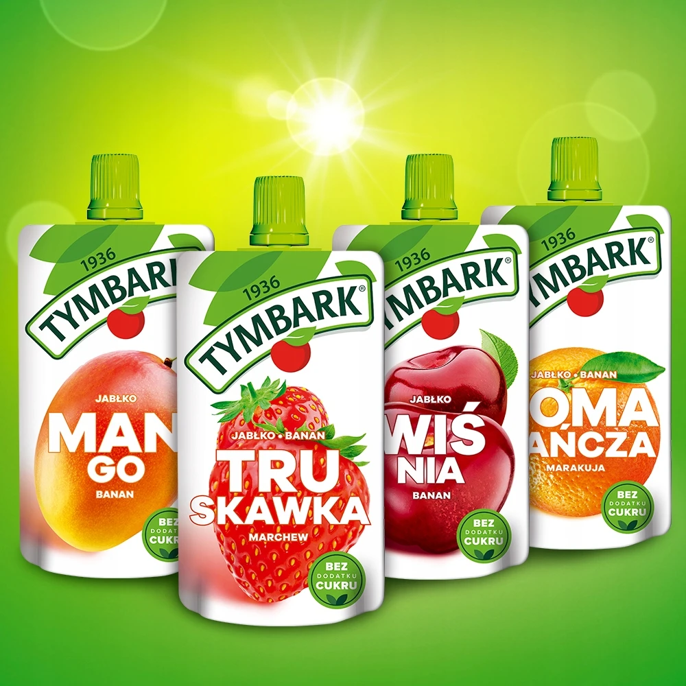 Tymbark 100% Mousse Mango Banana Obuolių vaisiai 12x 120g