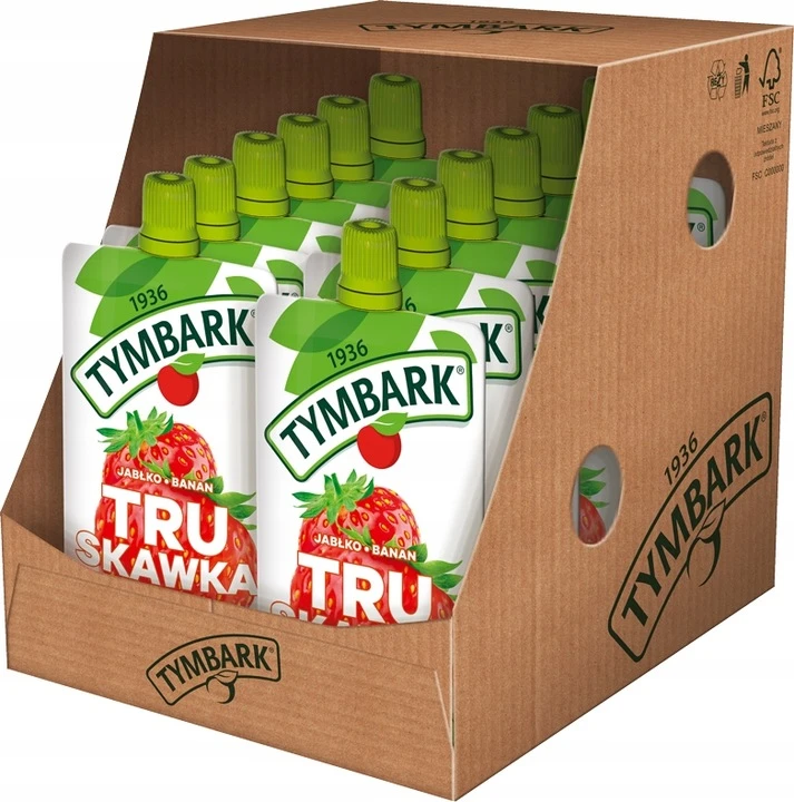 Tymbark Mousse 100% braškių obuolių bananų morkų 120 g x 12 vnt.