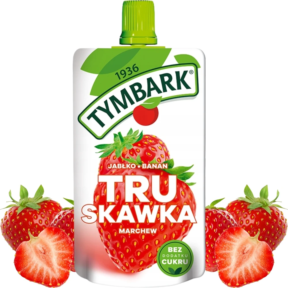 Tymbark Mousse 100% braškių obuolių bananų morkų 120 g x 12 vnt.