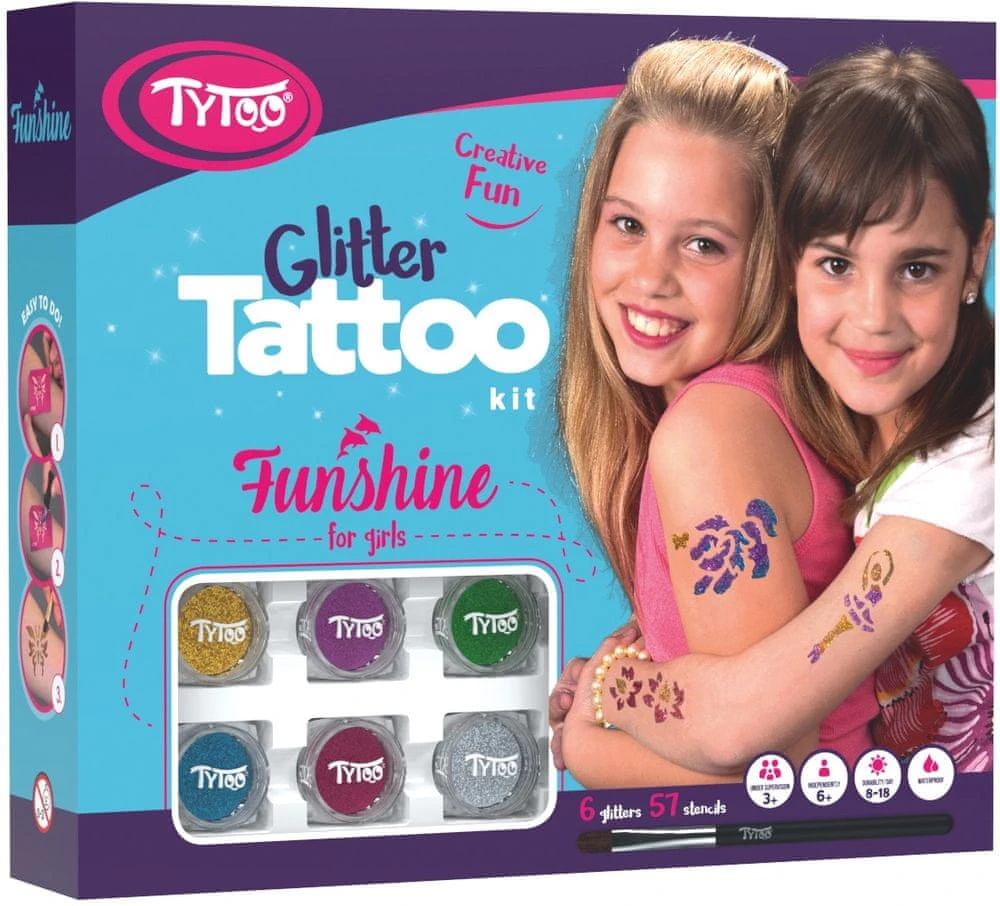 Dante Tytoo Glitter tatuiruotės mergaitėms, TyToo kartoninė dėžutė