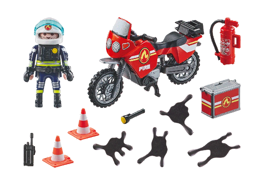 PLAYMOBIL ACTION HEROES Ugniagesių motociklas ir alyvos išsiliejimas 71466