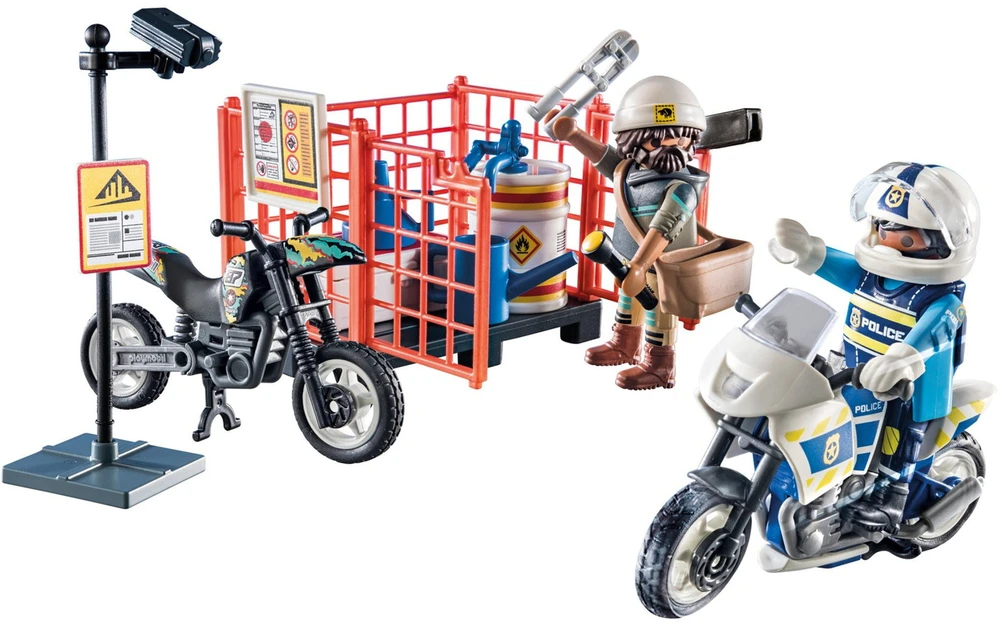 PLAYMOBIL ACTION HEROES Ugniagesių motociklas ir alyvos išsiliejimas 71466