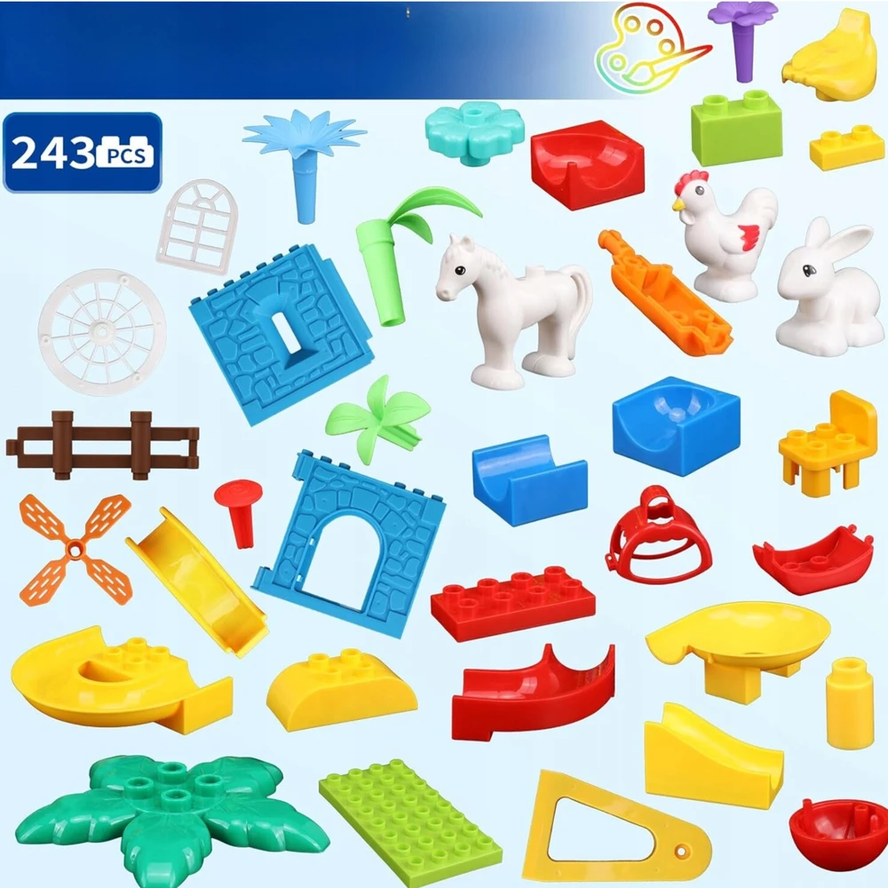 Bounn Ūkio statybiniai blokai Didelis 243 elementų rinkinys vaikams +3 metų