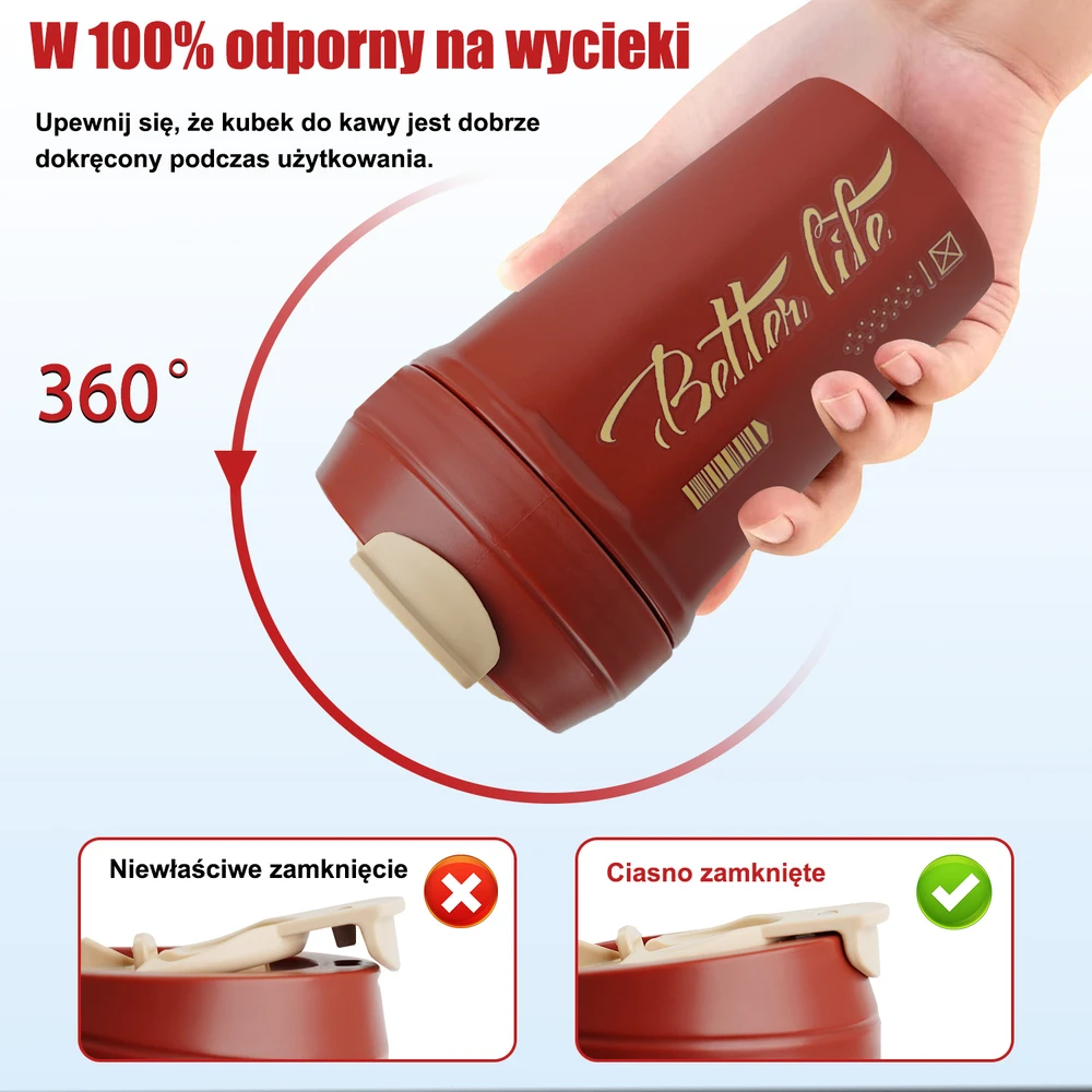 Ultrixe Terminis puodelis kavai ar arbatai automobiliui, nepralaidus, neslidus, 520 ml