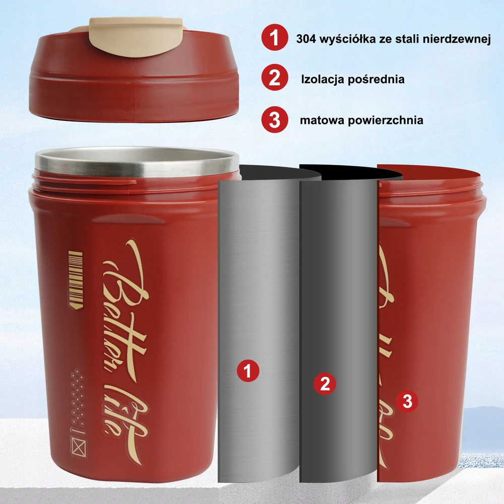 Ultrixe Terminis puodelis kavai ar arbatai automobiliui, nepralaidus, neslidus, 520 ml