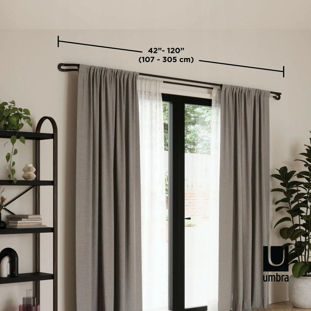 UMBRA užuolaidų strypas MIDNIGHT 107 - 305 cm matinis / juodas