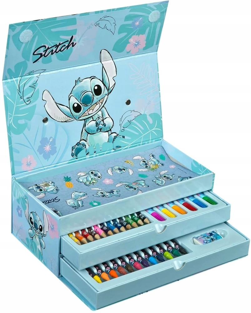 Undercover Kūrybinio meno rinkinys, kreidelės, žymekliai, užrašų knygelė, lagaminas, Stitch Stitch 44e