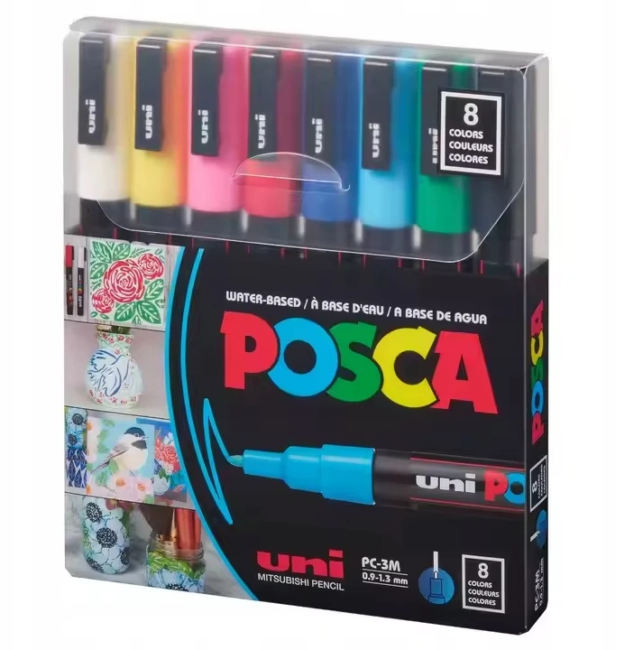 Uni Posca Markeriai Uni-Ball Posca PC-3M, 8 vnt.