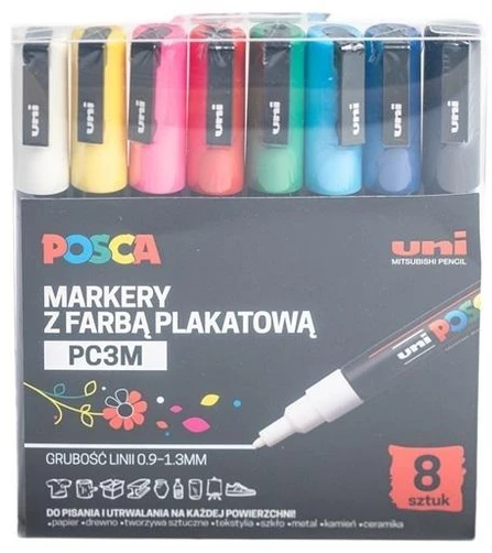 Uni Posca Markeriai Uni-Ball Posca PC-3M, 8 vnt.