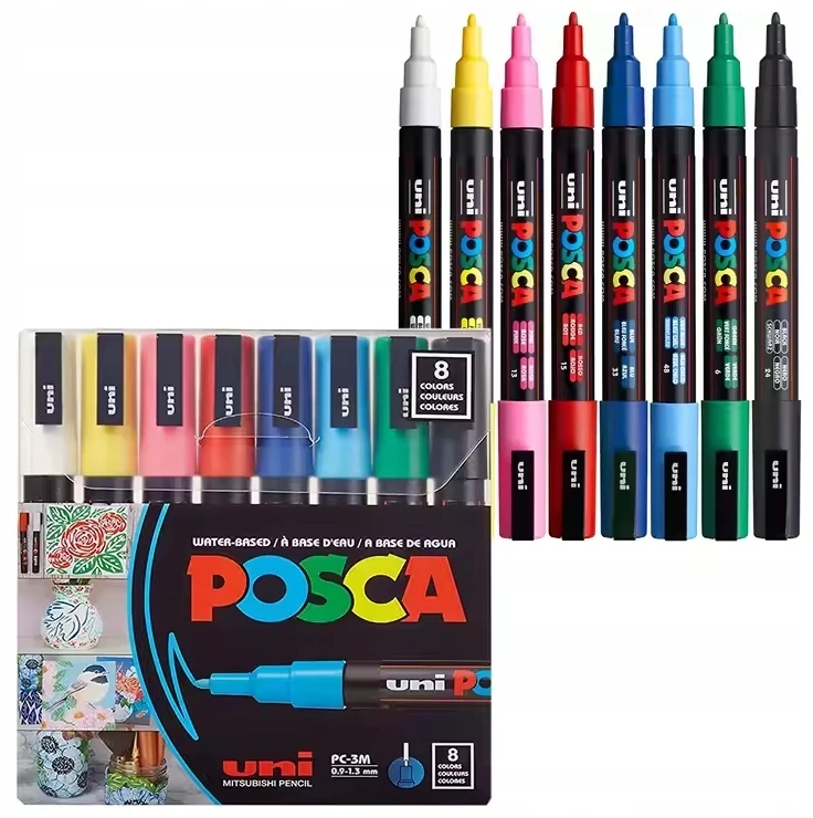 Uni Posca Markeriai Uni-Ball Posca PC-3M, 8 vnt.