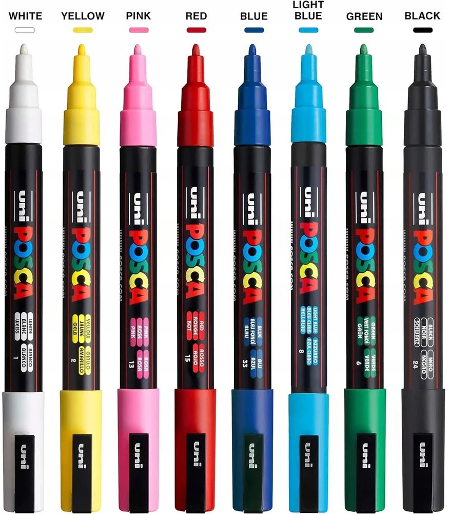 Uni Posca Markeriai Uni-Ball Posca PC-3M, 8 vnt.