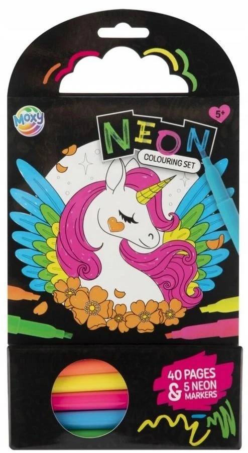 Moxy Unicorn dažymas 5 puslapis neoniniai Grafix markeriai