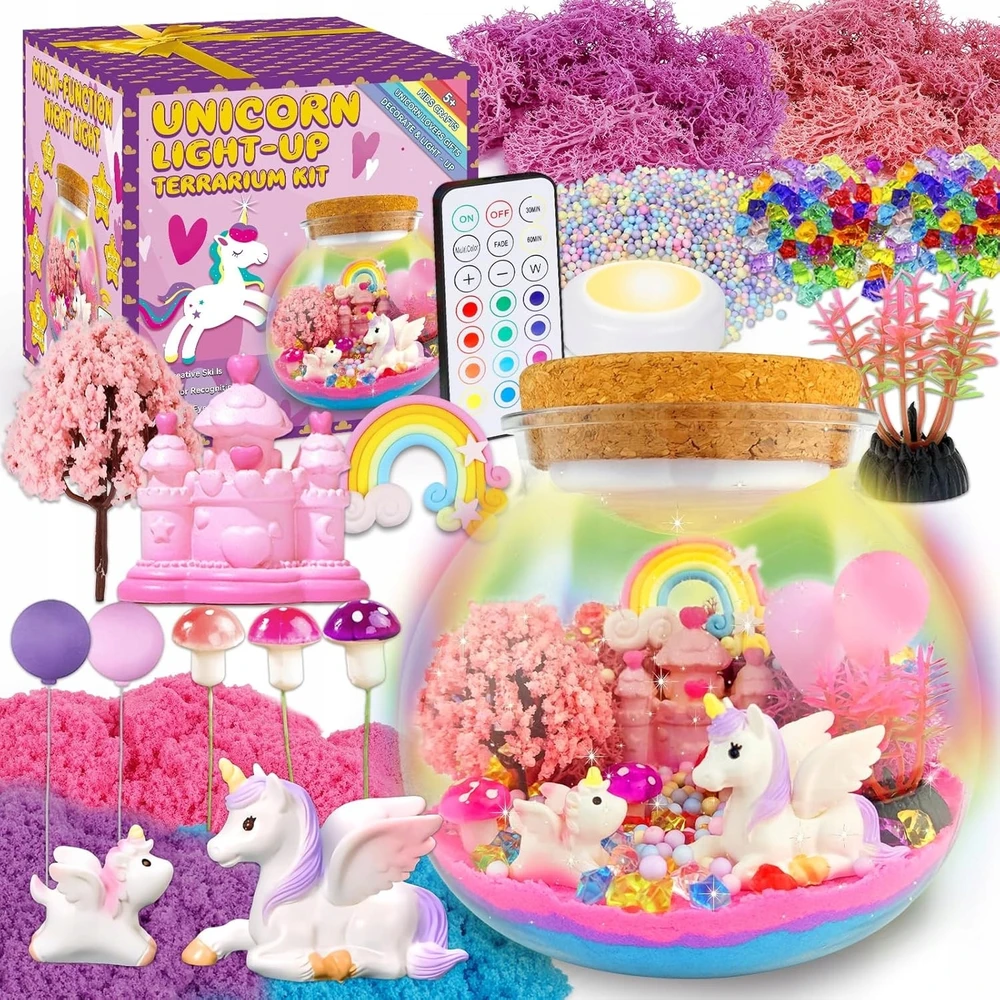 Bez Marki UNICORN KŪRYBINIS RINKINYS NAKTINIS LEMPAS MAGICAL TERRARUIM LED DOVANA