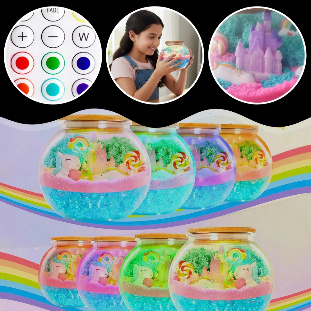 Memflow UNICORN LED NAKTINIS LEMPAS „Pasidaryk pats“ KŪRYBINGAS KINETINIS SMĖLIS + NUOTOLINIO VALDYMAS