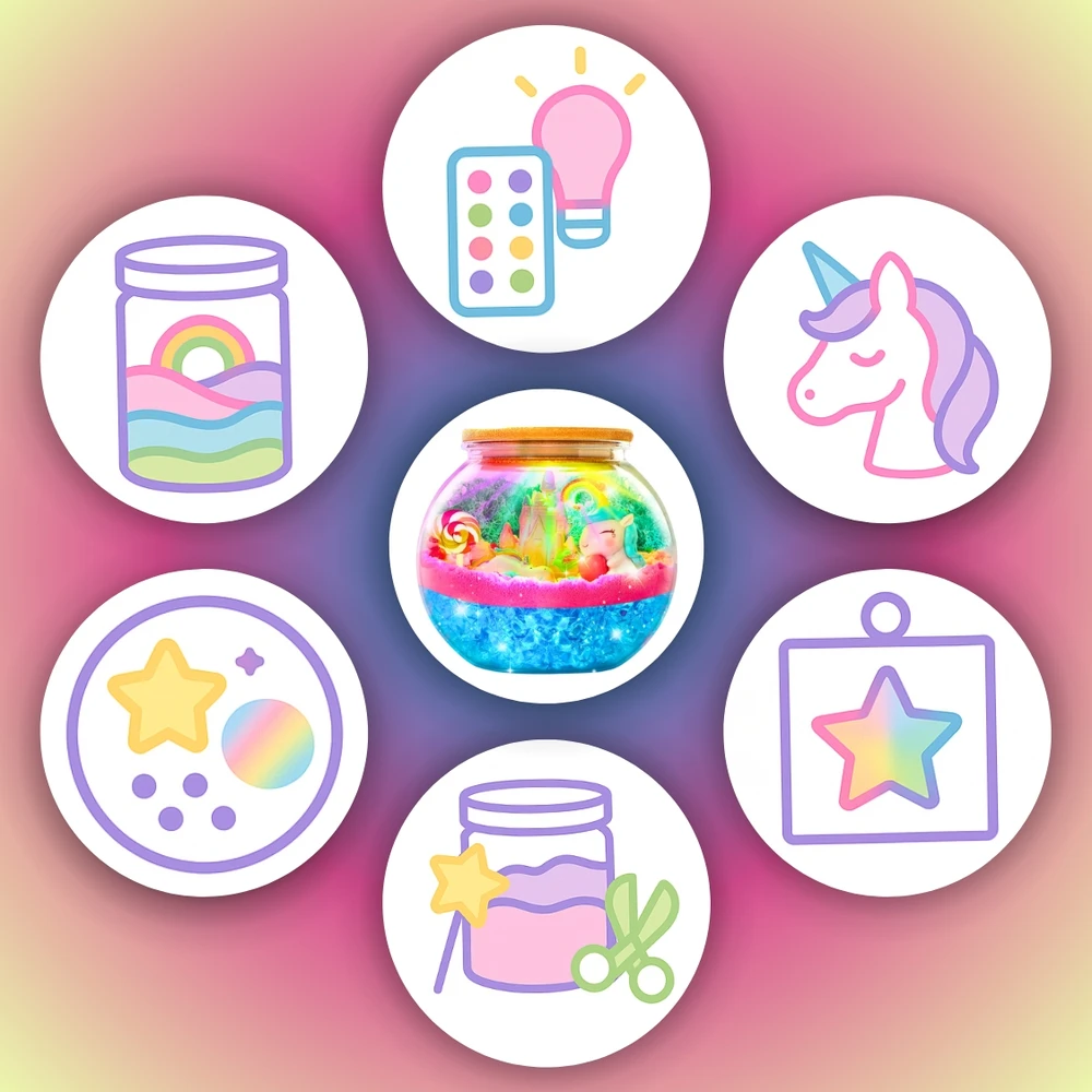 Memflow UNICORN LED NAKTINIS LEMPAS „Pasidaryk pats“ KŪRYBINGAS KINETINIS SMĖLIS + NUOTOLINIO VALDYMAS