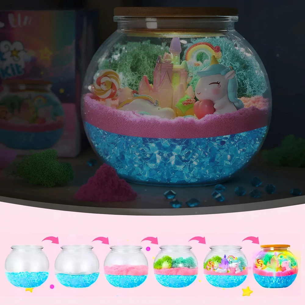 Memflow UNICORN LED NAKTINIS LEMPAS „Pasidaryk pats“ KŪRYBINGAS KINETINIS SMĖLIS + NUOTOLINIO VALDYMAS