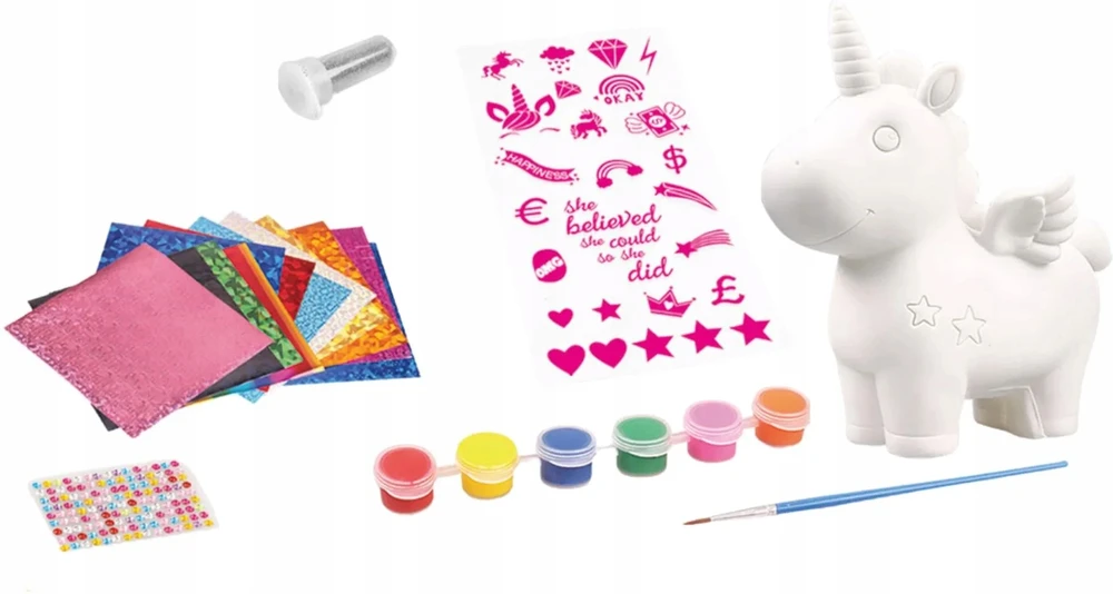 UNICORN PIGGY BANK STOVĖLIS VAIKAMS KŪRYBINIAI FIGŪRŲ DAŽŲ lipdukai