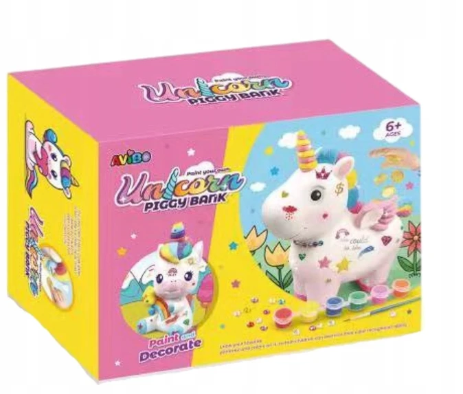 UNICORN PIGGY BANK STOVĖLIS VAIKAMS KŪRYBINIAI FIGŪRŲ DAŽŲ lipdukai