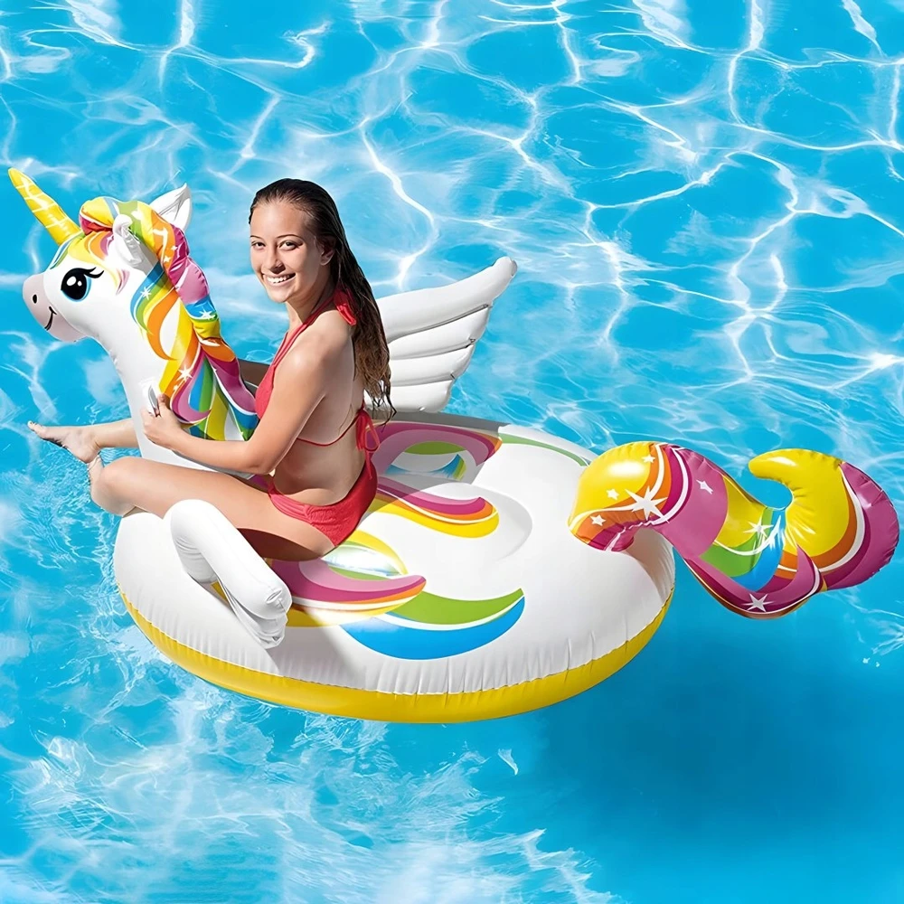 Unicorn pripučiamas čiužinys 226x173 cm baseinui 2 žmonėms Rožinė