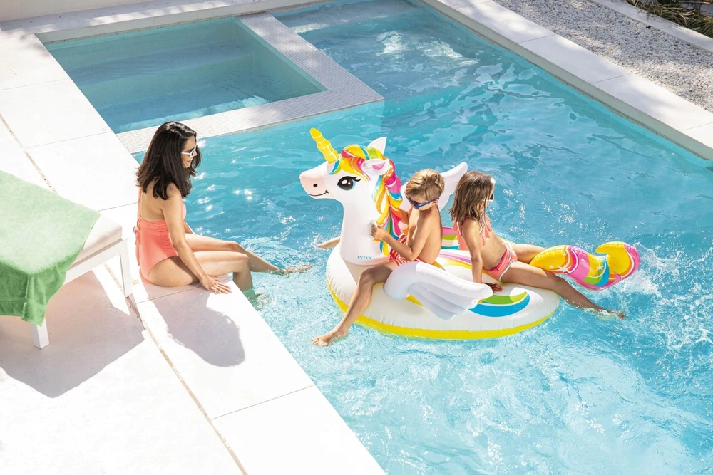 Unicorn pripučiamas čiužinys 226x173 cm baseinui 2 žmonėms Rožinė