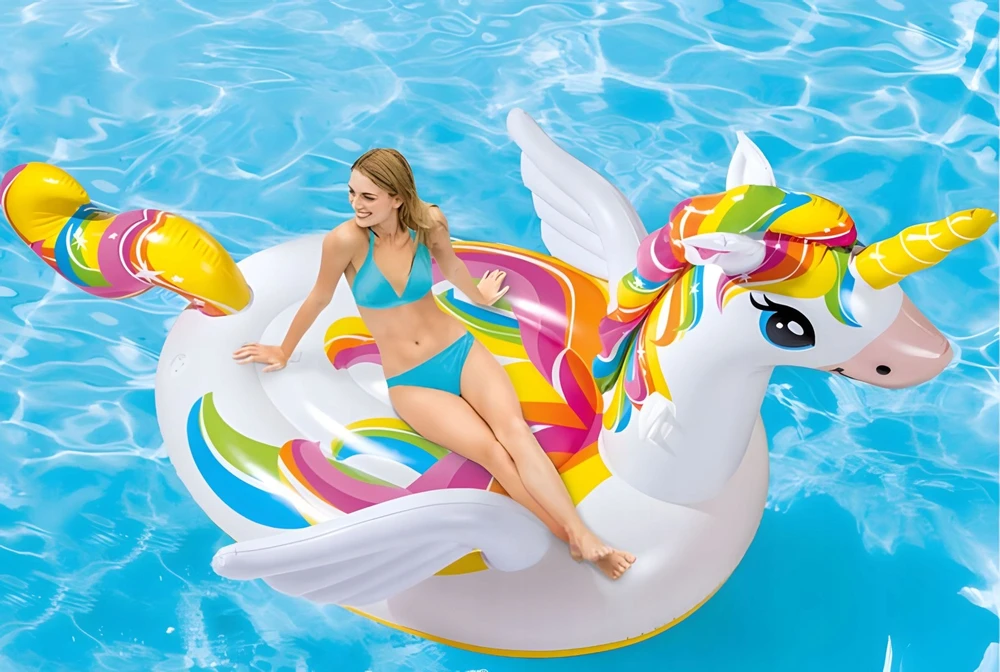 Unicorn pripučiamas čiužinys 226x173 cm baseinui 2 žmonėms Rožinė