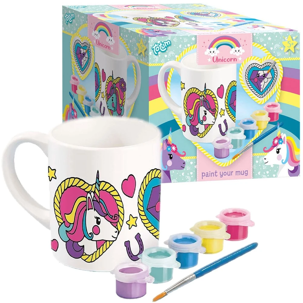 Scholastic Us Totum UNICORN PUODYLIS UNICORN keraminis puodelis, skirtas dažyti Unicorn dažais