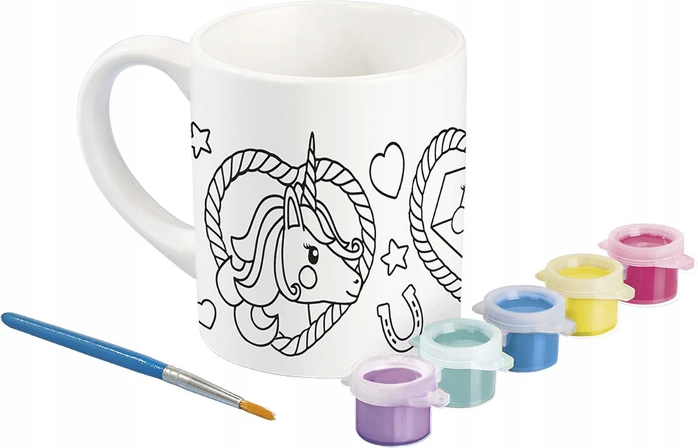 Scholastic Us Totum UNICORN PUODYLIS UNICORN keraminis puodelis, skirtas dažyti Unicorn dažais